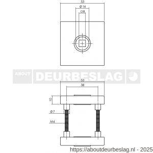 Intersteel Living 4057 deurkruk Jura met rozet massief verdekt 53x53x10 mm met nokken PVD messing getrommeld - R26010910 - afbeelding 3