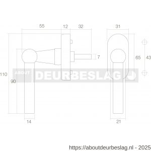 Intersteel Living 6050 raamkruk L-model messing getrommeld - R26003732 - afbeelding 2