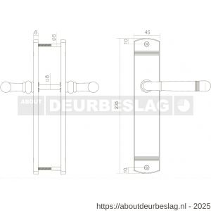 Intersteel Living 1705 deurkruk Helena op schild afgerond 235x45 mm blind PVD messingkleur - R26007936 - afbeelding 2