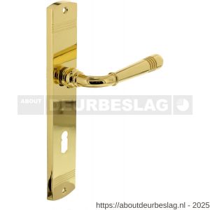 Intersteel Living 1705 deurkruk Helena op schild afgerond 235x45 mm sleutelgat 72 mm PVD messingkleur - R26004788 - afbeelding 1