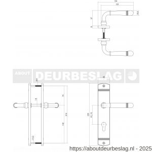 Intersteel Living 1705 deurkruk Helena op schild afgerond 235x45 mm profielcilindergat 72 mm PVD messingkleur - R26004789 - afbeelding 2