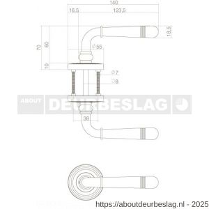 Intersteel Living 1725 deurkruk Helena op rozet verdekt met rillen diameter 55x10 mm met nokken PVD messingkleur - R26006692 - afbeelding 3