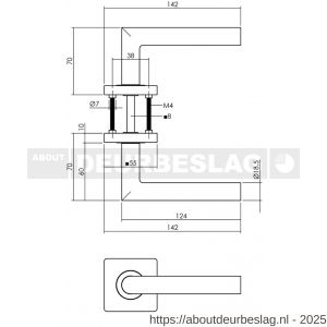Intersteel Living 1747 deurkruk Bastian op rozet verdekt 55x55x10 mm met nokken PVD messingkleur - R26010185 - afbeelding 2