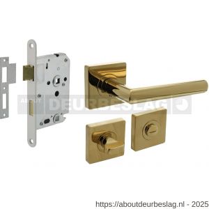 Intersteel Living 1747 set toiletslot 63/8 mm wit met deurkruk Bastian op rozet 55x55 mm en WC-sluiting PVD messingkleur - R26011040 - afbeelding 1
