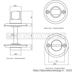Intersteel Living 3173 WC-sluiting diameter 50x5 mm met stift 8x8 mm messing gelakt - R26007618 - afbeelding 2