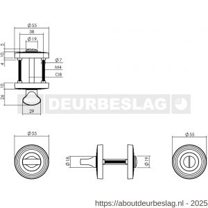Intersteel Living 3178 WC-sluiting verdekt met rillen diameter 55x10 mm en nokken met stift 8x8 mm PVD messingkleur - R26010197 - afbeelding 2