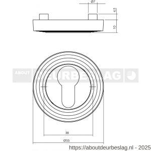 Intersteel Living 3178 cilinderrozetten verdekt met rillen diameter 55x10 mm en nokken PVD messingkleur - R26011020 - afbeelding 2