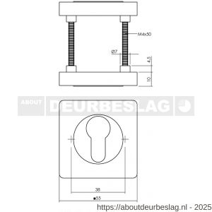 Intersteel Living 3191 cilinderrozetten verdekt 55x55x10 mm met nokken PVD messingkleur - R26010201 - afbeelding 2