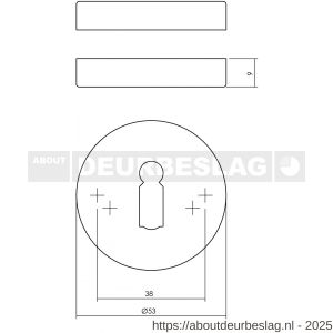 Intersteel 3410 sleutelrozetten diameter 53x9 mm PVD messing - R26010902 - afbeelding 2
