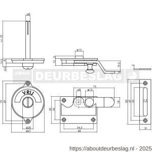 Intersteel Living 3700 WC-overslag met bocht en tekst vrij-bezet messing gelakt - R26007951 - afbeelding 2