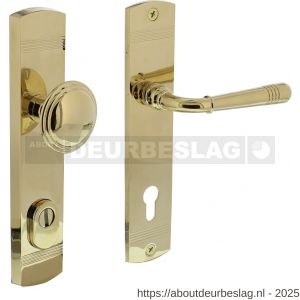 Intersteel Living 3778 voordeurbeslag Helena 239x50 mm knop-kruk profielcilindergat 92 mm met kerntrekbeveiliging PVD messingkleur - R26010206 - afbeelding 1