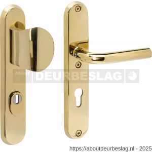 Intersteel 3788 SKG3 veiligheidsbeslag ovaal 250x50 mm greep-kruk Luzern met veerconstructie profielcilindergat 72 mm met kerntrekbeveiliging PVD messingkleur - R26010896 - afbeelding 1