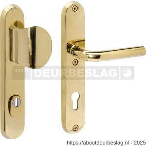 Intersteel 3788 SKG3 veiligheidsbeslag ovaal 250x50 mm greep-kruk Luzern met veerconstructie profielcilindergat 92 mm met kerntrekbeveiliging PVD messingkleur - R26010895 - afbeelding 1