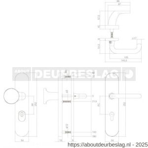 Intersteel Living 3820 SKG3 veiligheidsbeslag ovaal verdekt 252x54 mm greep-kruk Rond profielcilindergat 92 mm met kerntrekbeveiliging messing gelakt - R26003420 - afbeelding 2