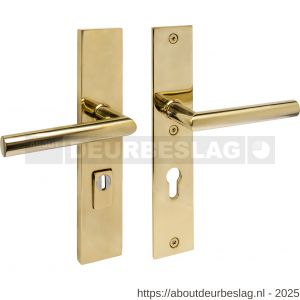 Intersteel 3964 SKG3 veiligheidsbeslag rechthoekig 250x50 mm kruk-kruk Jura met veerconstructie profielcilindergat 72 mm met kerntrekbeveiliging PVD messingkleur - R26010889 - afbeelding 1