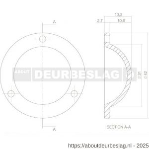 Intersteel Living 3975 afdekplaatje voor bout voordeurknop messing gelakt - R26007543 - afbeelding 2