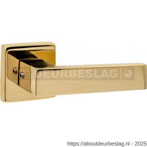 Intersteel 4057 deurkruk Amsterdam met rozet massief verdekt 53x53x10 mm met nokken PVD messingkleur - R26010867 - afbeelding 1