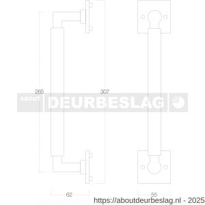 Intersteel Living 4261 greep Baustil 250 mm op rozet vierkant messing gelakt - R26001986 - afbeelding 2