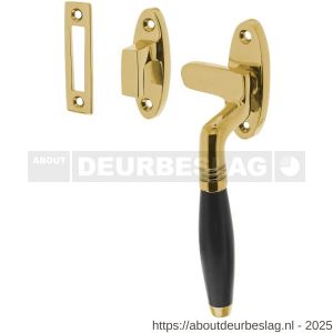 Intersteel Living 5614A raamsluiting Ton rechts met sluitplaat en sluithaak messing gelakt-ebbenhout - R26007957 - afbeelding 1