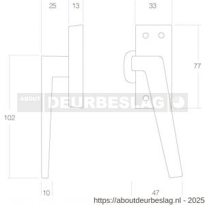 Intersteel Living 5615B raamsluiting met nok links messing gelakt - R26007731 - afbeelding 2