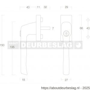 Intersteel Living 6616 raamkruk zwaar afsluitbaar messing gelakt - R26003787 - afbeelding 2