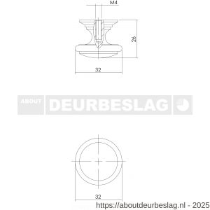 Intersteel Living 8477 knop afgerond 32 mm messing gelakt - R26007863 - afbeelding 2