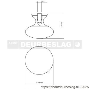 Intersteel Living 8478 knop Paddenstoel 30 mm messing gelakt - R26007856 - afbeelding 2