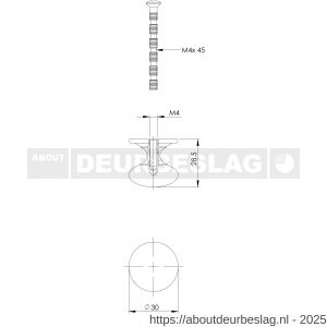 Intersteel Living 8478 knop Paddenstoel met achterplaat 30 mm messing gelakt - R26004122 - afbeelding 2