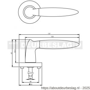 Intersteel Living 1682 deurkruk Elen op rozet verdekt diameter 52x10 mm met nokken chroom-nikkel mat - R26004828 - afbeelding 3