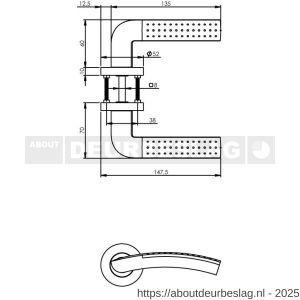 Intersteel Living 1688 deurkruk Sharon op rozet verdekt diameter 52x10 mm met nokken chroom-nikkel mat - R26000403 - afbeelding 3