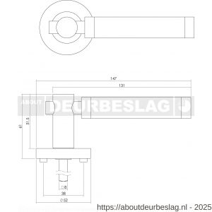 Intersteel Living 1698 deurkruk Birgit op rozet verdekt diameter 52x10 mm met nokken chroom-nikkel mat - R26004928 - afbeelding 3