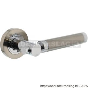 Intersteel Living 1698 deurkruk Birgit op rozet verdekt diameter 52x10 mm met nokken chroom-nikkel mat - R26004928 - afbeelding 1