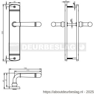 Intersteel Living 1705 deurkruk Helena op schild afgerond 235x45 mm blind chroom - R26004955 - afbeelding 2
