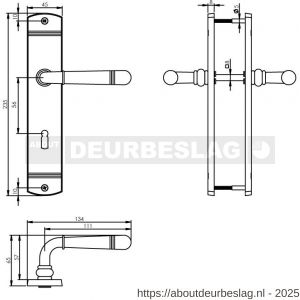 Intersteel Living 1705 deurkruk Helena op schild afgerond 235x45 mm sleutelgat 56 mm chroom - R26009081 - afbeelding 2
