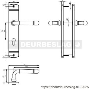 Intersteel Living 1705 deurkruk Helena op schild afgerond 235x45 mm profielcilindergat 55 mm chroom - R26009082 - afbeelding 2