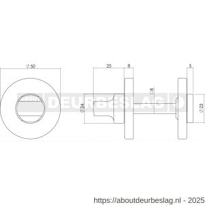 Intersteel Living 3156 WC-sluiting verdekt diameter 50x8 mm met stift 8x8 mm chroom - R26007625 - afbeelding 2
