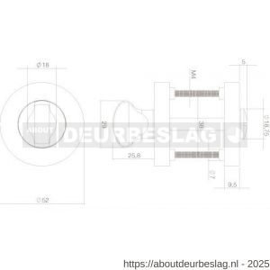 Intersteel Living 3476 WC-sluiting verdekt diameter 52x10 mm met nokken en stift 8x8 mm chroom-nikkel mat - R26007626 - afbeelding 2
