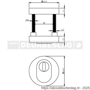 Intersteel Living 3751 SKG3 veiligheidsrozetten rond verdekt diameter 55x12 mm profielcilindergat met kerntrekbeveiliging chroom - R26007703 - afbeelding 2