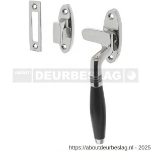 Intersteel Living 5614A raamsluiting Ton rechts met sluitplaat en sluithaak chroom-ebbenhout - R26008048 - afbeelding 1