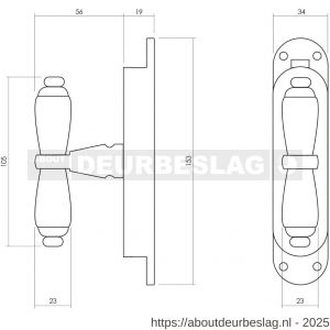 Intersteel Living 5620 set kruk-espagnolet kruiskruk inclusief stangenset 2x 1250 mm verchroomd-zwart - R26009330 - afbeelding 2