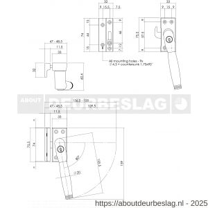 Intersteel Living 6616A SKG* afsluitbare raamsluiting rechts Ton 222 chroom-ebbenhout compleet - R26003805 - afbeelding 2