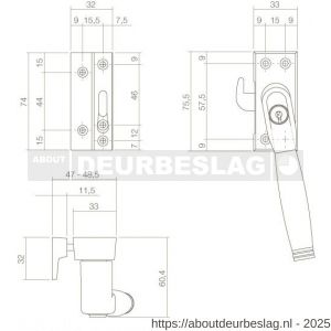 Intersteel Living 6616B SKG* afsluitbare raamsluiting links Ton 222 chroom-ebbenhout compleet - R26003806 - afbeelding 2