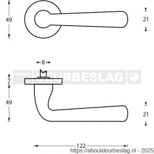 Intersteel Living 0197 deurkruk Yvonne op rozet verdekt diameter 49x7 mm chroom mat - R26000407 - afbeelding 3