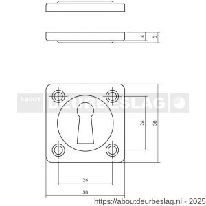 Intersteel Living 3183 sleutelrozetten 38x38x5 mm chroom mat - R26011117 - afbeelding 2