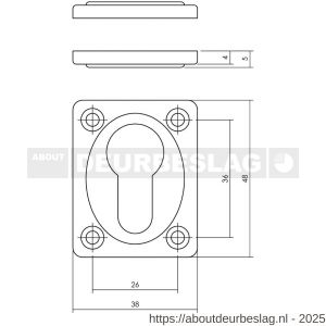 Intersteel Living 3183 cilinderrozetten 47x37x5 mm chroom mat - R26011118 - afbeelding 2