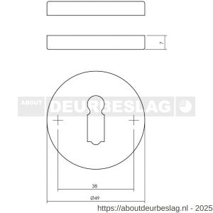 Intersteel Living 3186 sleutelrozetten verdekt diameter 49x7 mm chroom mat - R26011119 - afbeelding 2