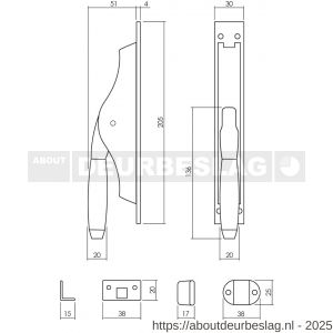 Intersteel Living 5620 set pomp-espagnolet Ton 400 inclusief stangenset 2x 1250 mm chroom mat-ebbenhout - R26009345 - afbeelding 2