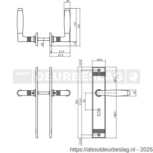 Intersteel Living 0238 deurkruk Ton basic met schild rechthoekig met rillen 235x43 mm sleutelgat 56 mm nikkel-ebbenhout - R26009093 - afbeelding 2