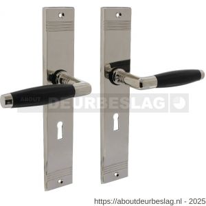 Intersteel Living 0238 deurkruk Ton basic met schild rechthoekig met rillen 235x43 mm sleutelgat 56 mm nikkel-ebbenhout - R26009093 - afbeelding 1