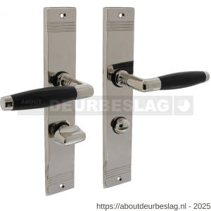 Intersteel Living 0238 deurkruk Ton basic met schild rechthoekig met rillen 235x43 mm WC 63/8 mm nikkel-ebbenhout - R26009094 - afbeelding 1